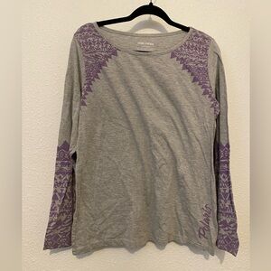 POLARIS WOMEN'S LONG SLEEVE T-SHIRT  Size L Graphic Gray purple 93% cotton